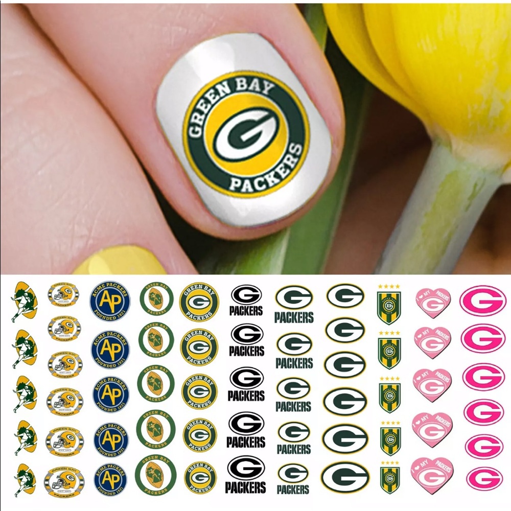 💌BO/GO$6 🏈 Green Bay Packers Water Transfer Nail Decals